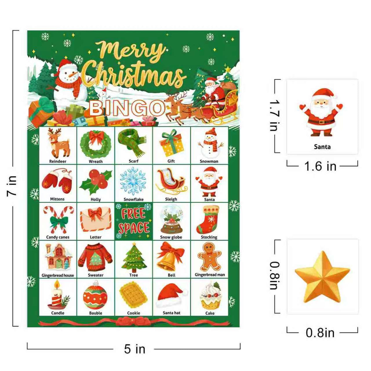 Christmas Holiday Bingo Game Cards Set