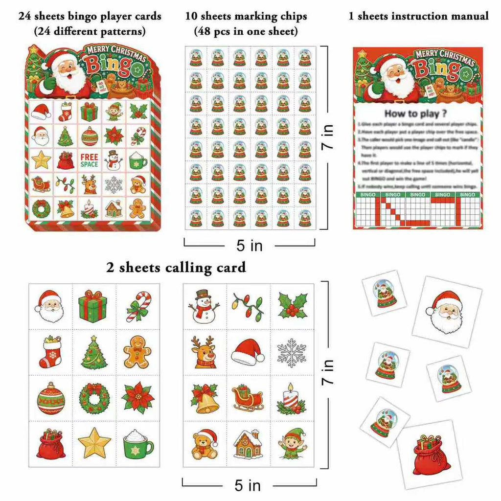 Christmas Snow Globe Bingo Game Cards Set