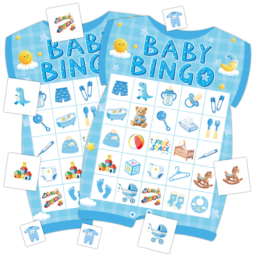 Baby Boy Shower Bingo Game Card Set