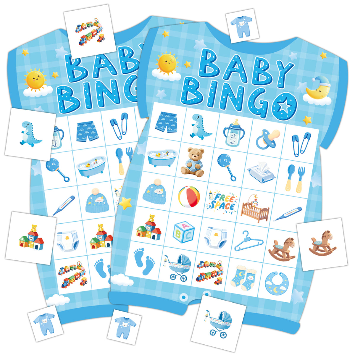 Baby Boy Shower Bingo Game Card Set