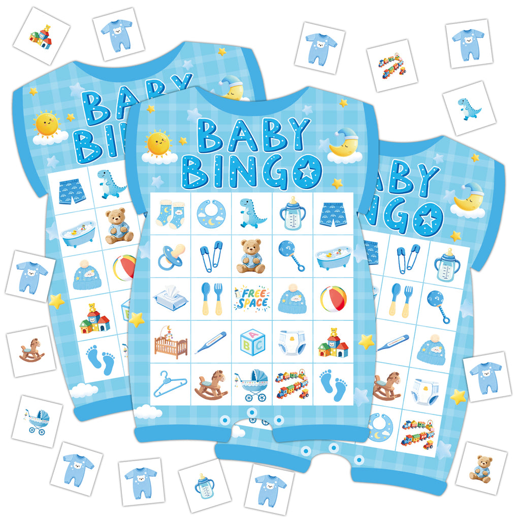 Baby Boy Shower Bingo Game Card Set