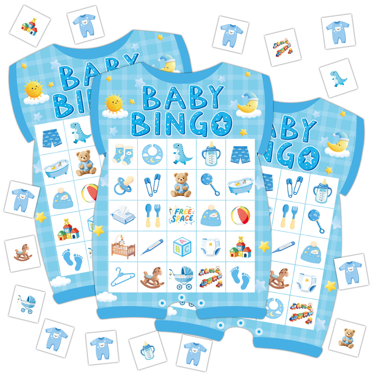 Baby Boy Shower Bingo Game Card Set