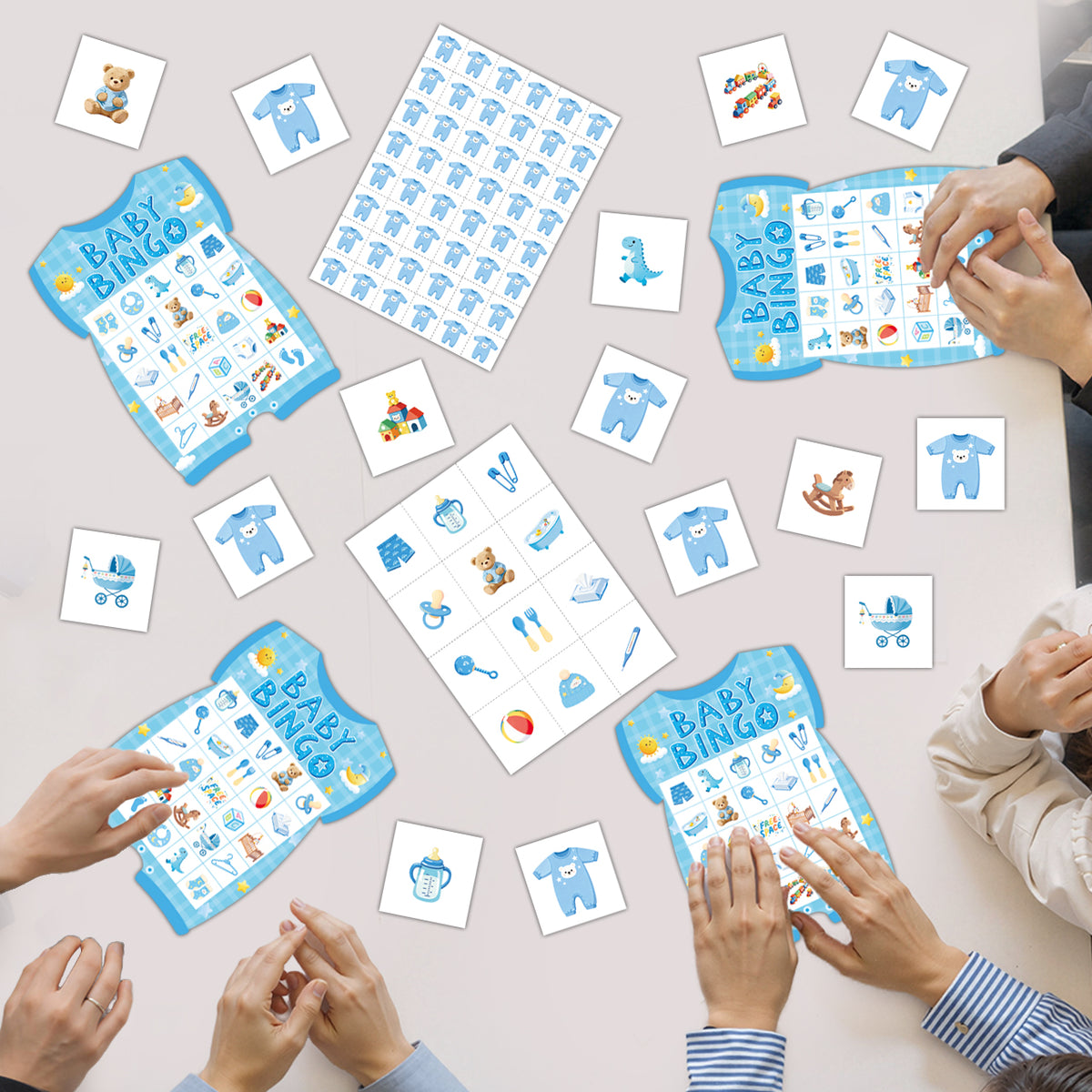 Baby Boy Shower Bingo Game Card Set