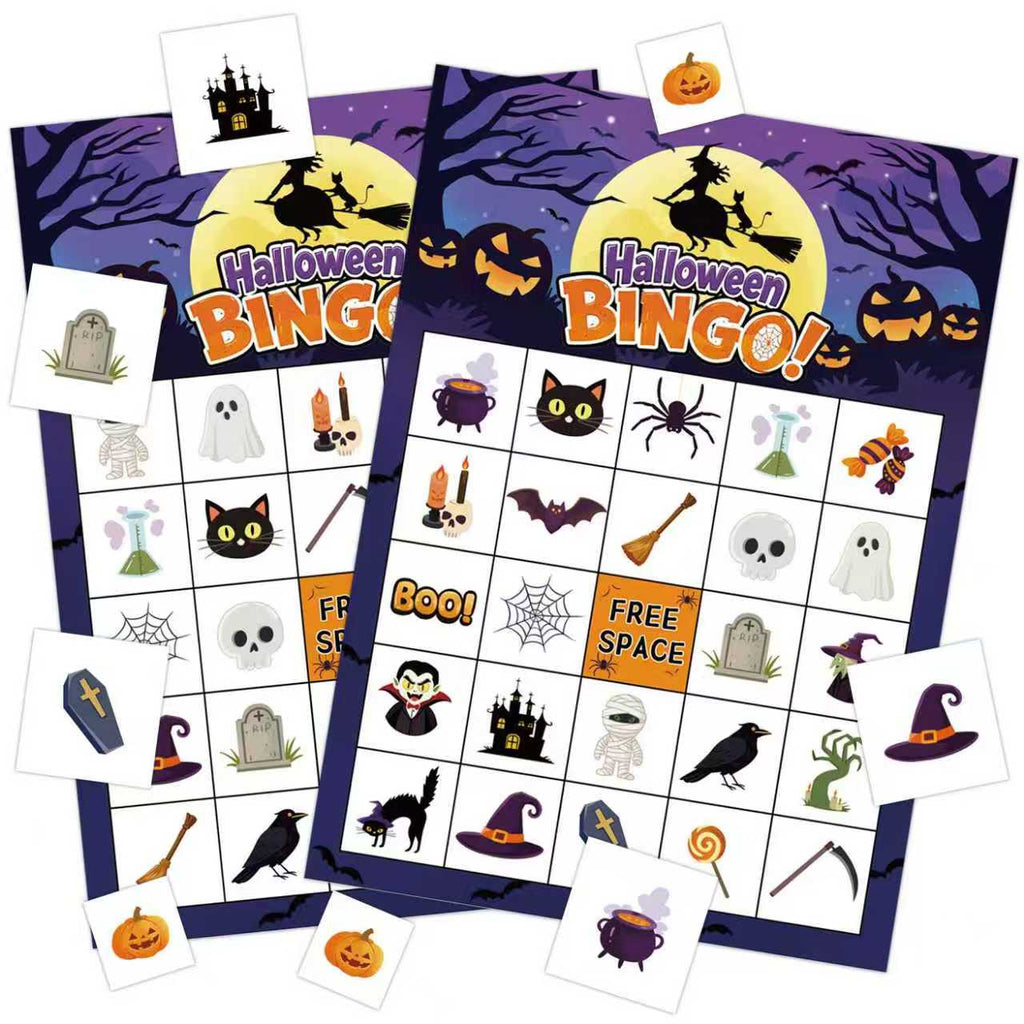 Halloween Bingo Game Cards Set