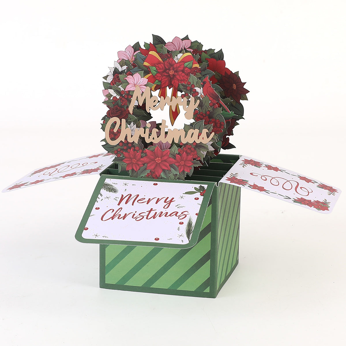 Merry Christmas Wreath Box Pop Up Card