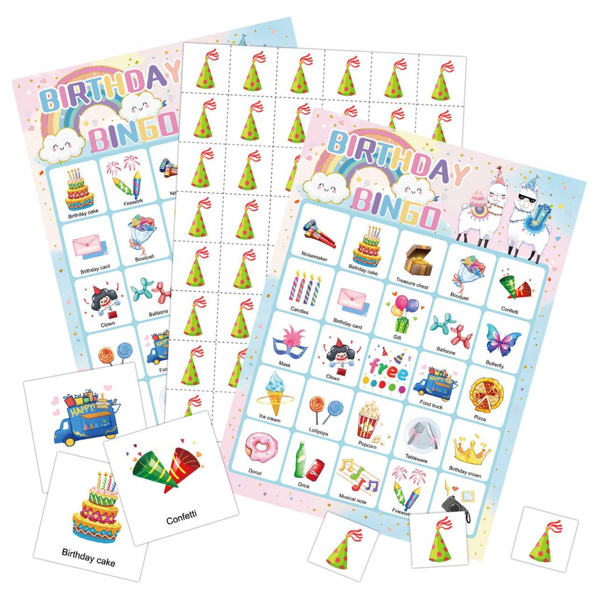 Birthday Bingo Game Cards Set