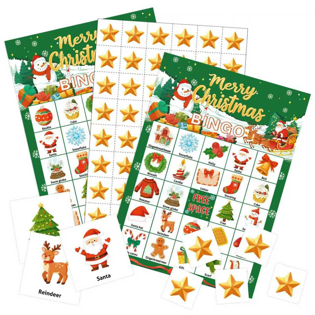 Christmas Holiday Bingo Game Cards Set