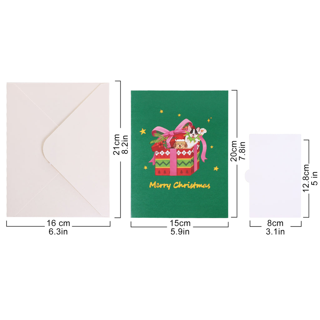Christmas Dogs Present Box Pop up Card