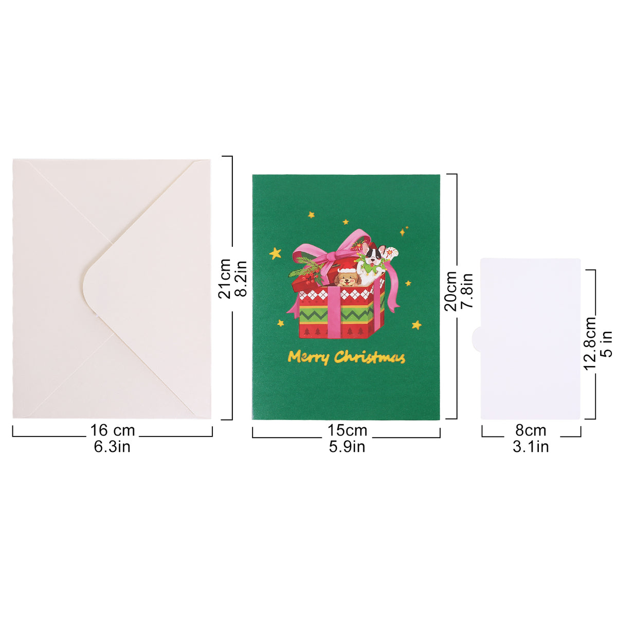Christmas Dogs Present Box Pop up Card