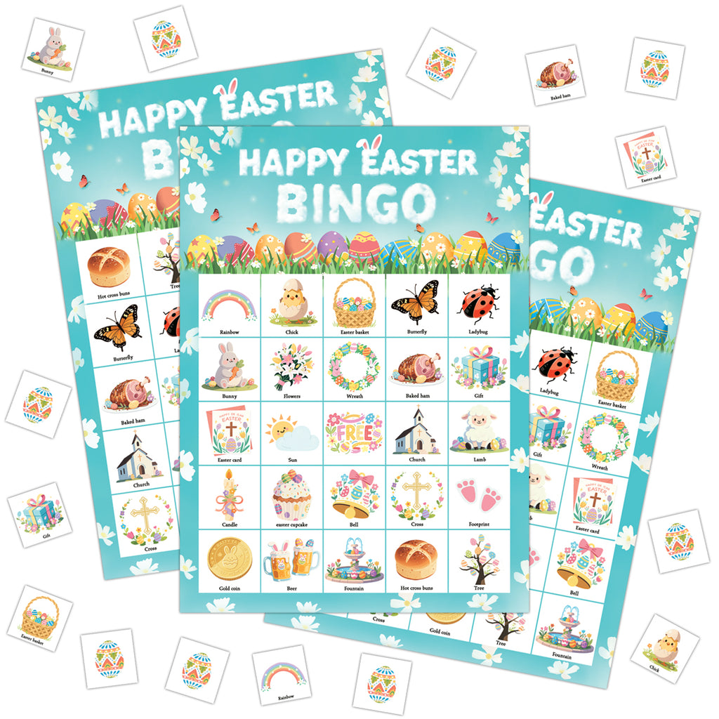Happy Easter Bingo Game Cards Set