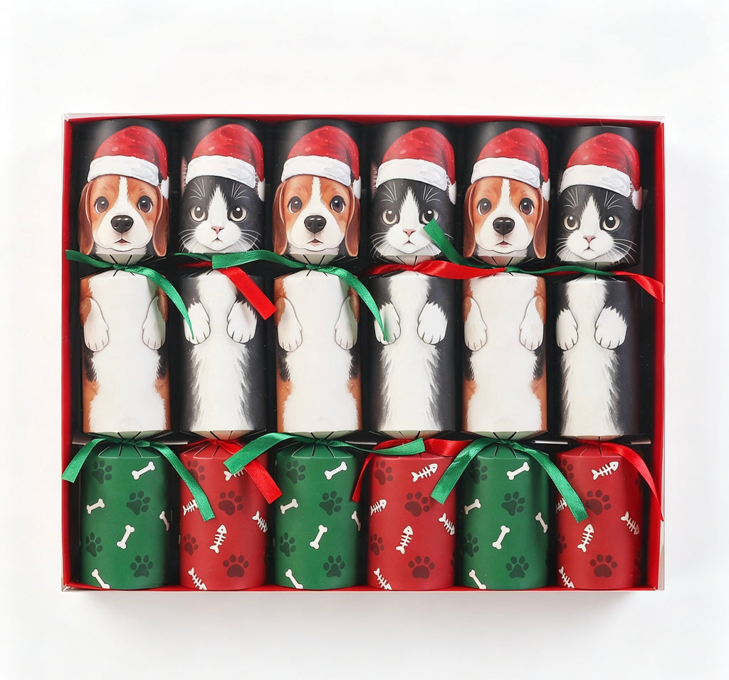 Christmas Cute Dog & Cat Crackers-Set of 6
