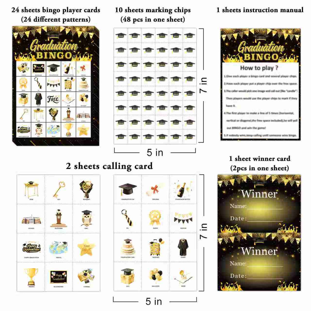 Graduation Bingo Game Card Set