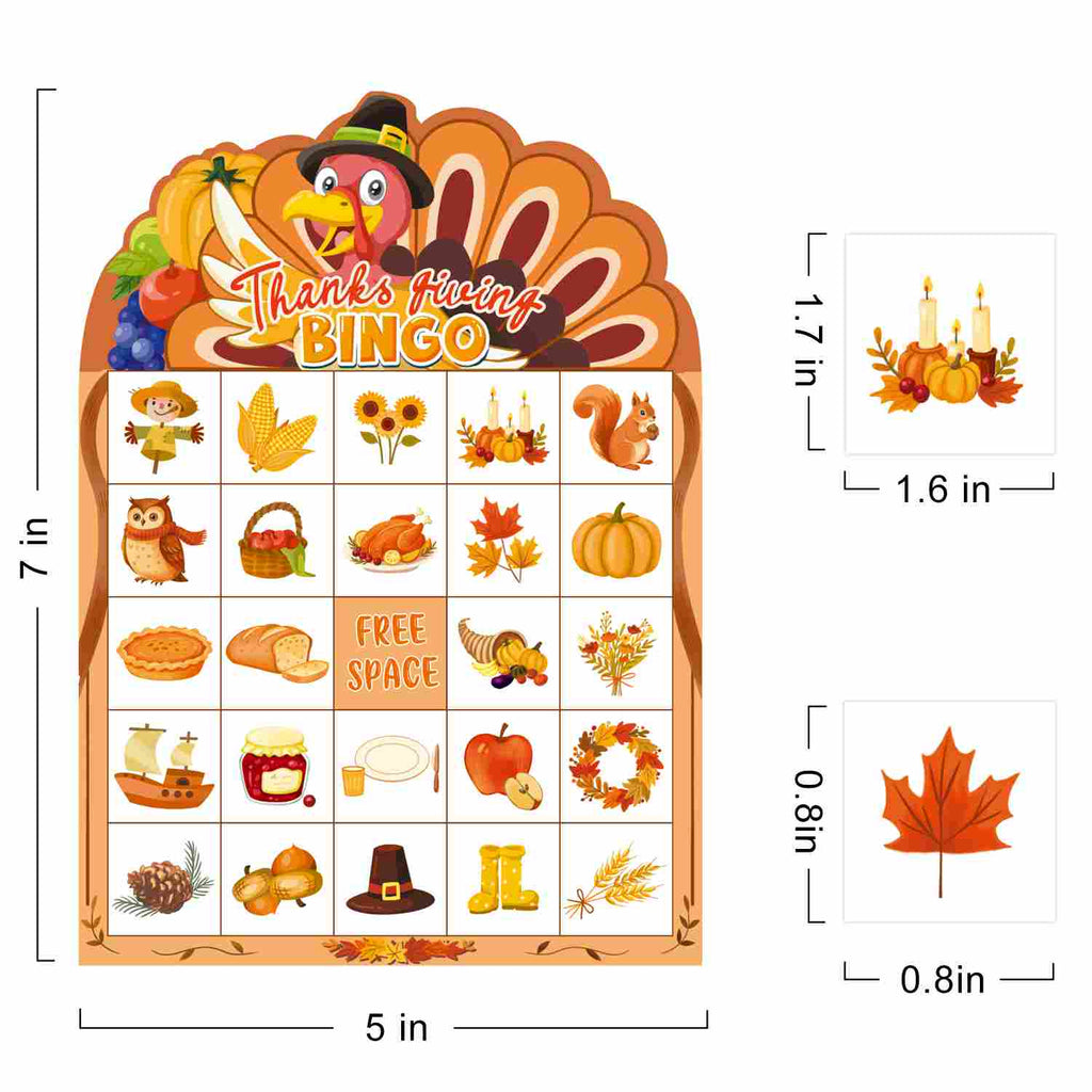 Thanksgiving Bingo Game Cards Set