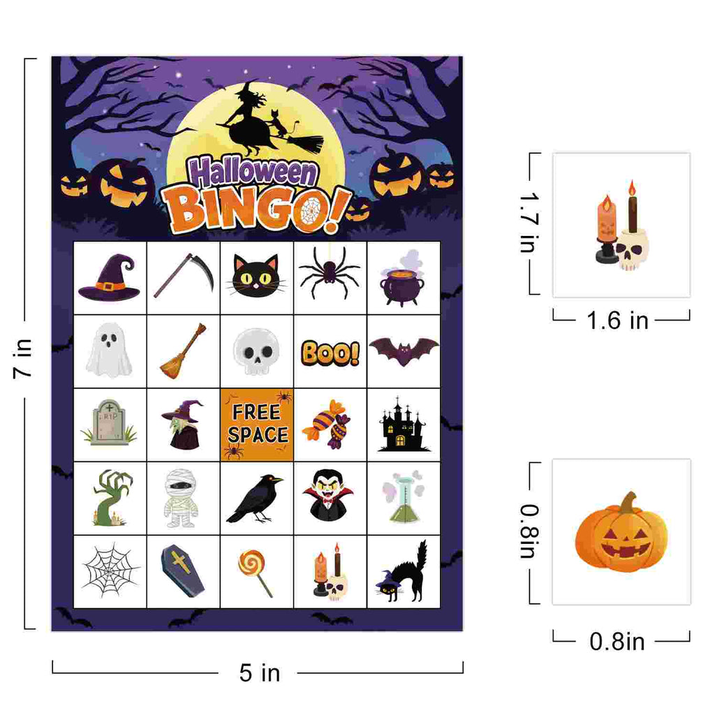 Halloween Bingo Game Cards Set