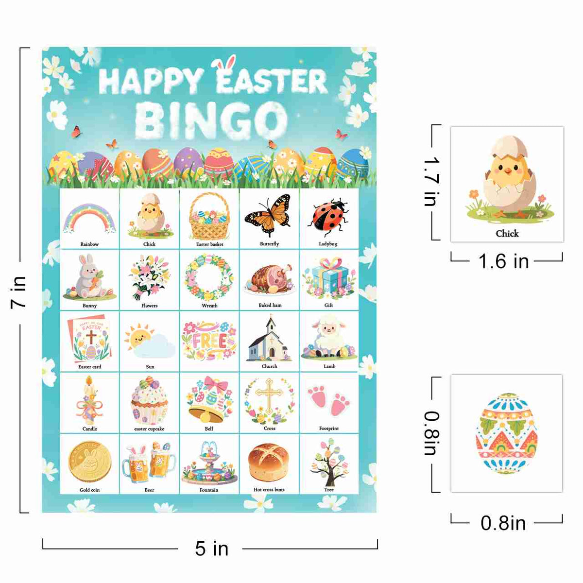 Happy Easter Bingo Game Cards Set