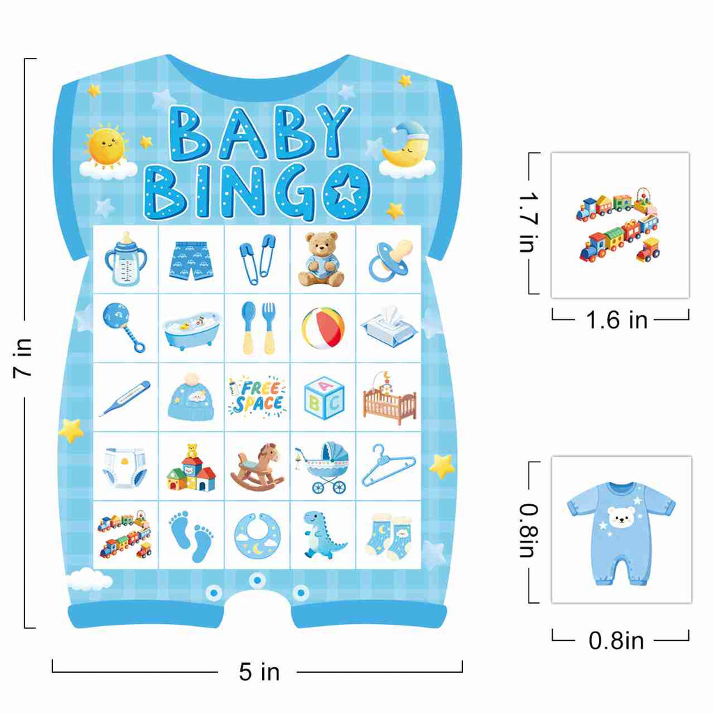 Baby Boy Shower Bingo Game Card Set