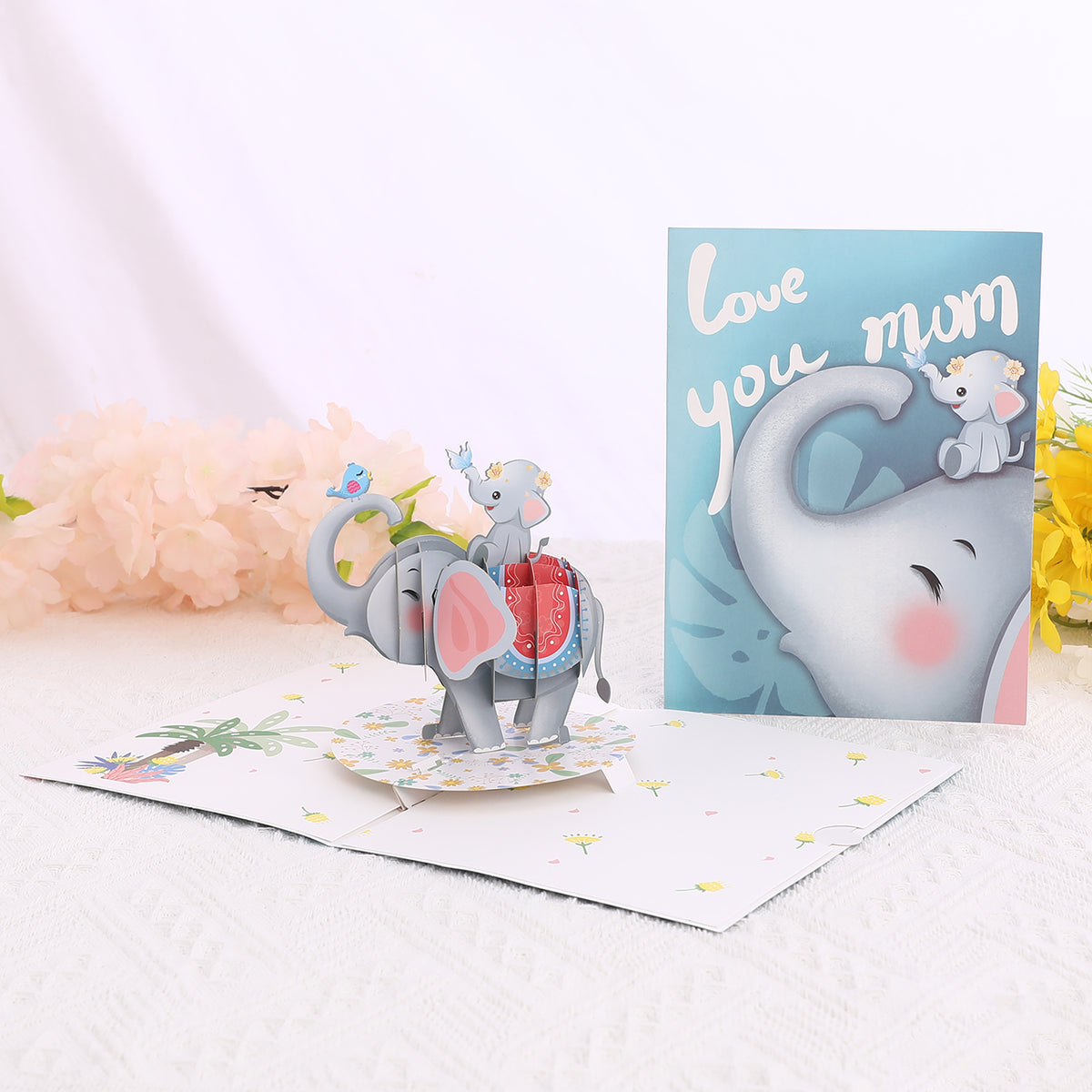 Love You Mum Elephant Pop-Up Card
