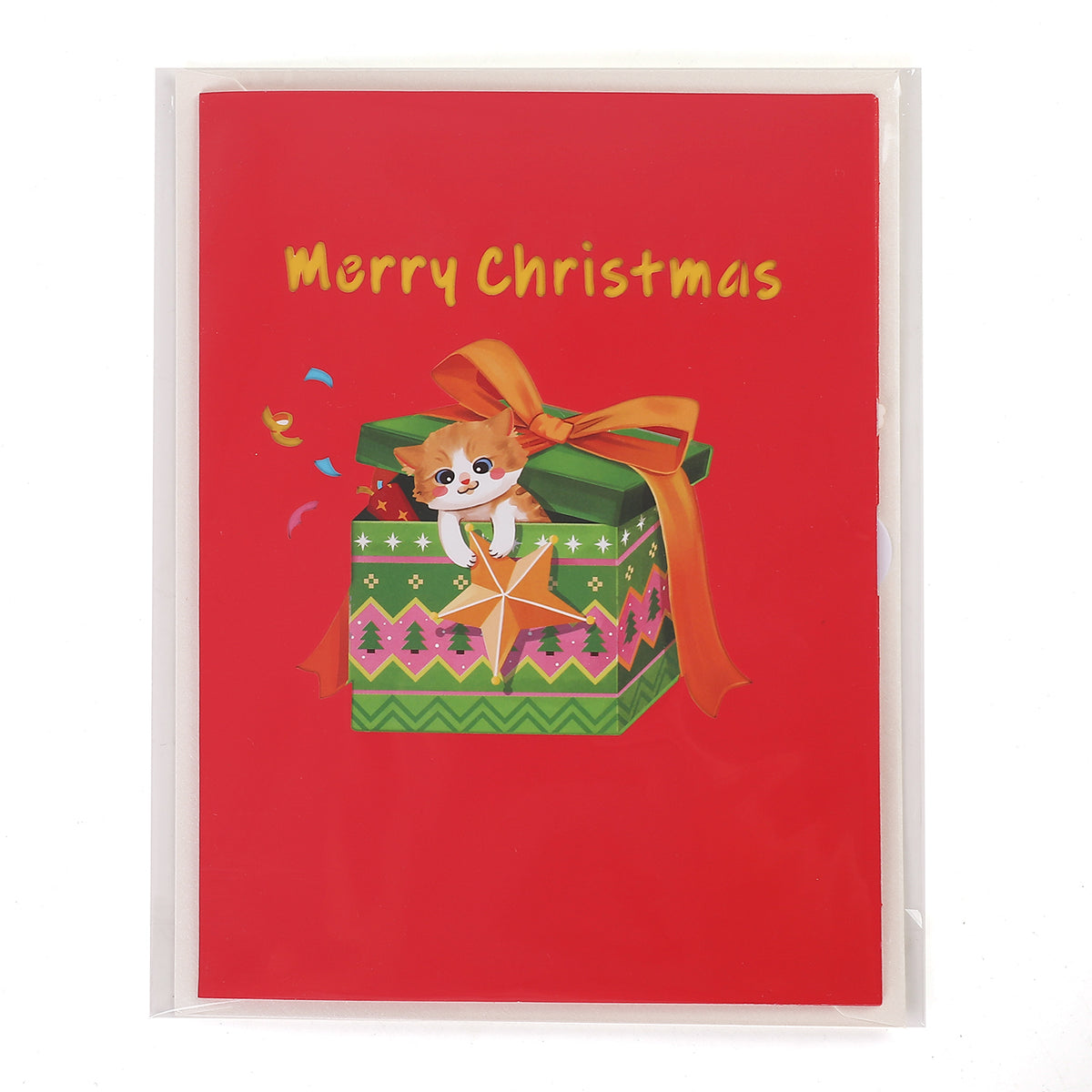 Christmas Cats Present Box Pop up card