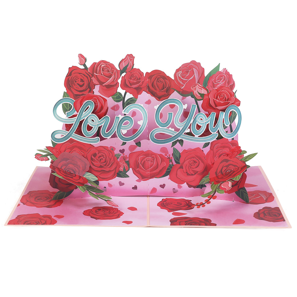 Love You Red Roses Pop Up Card