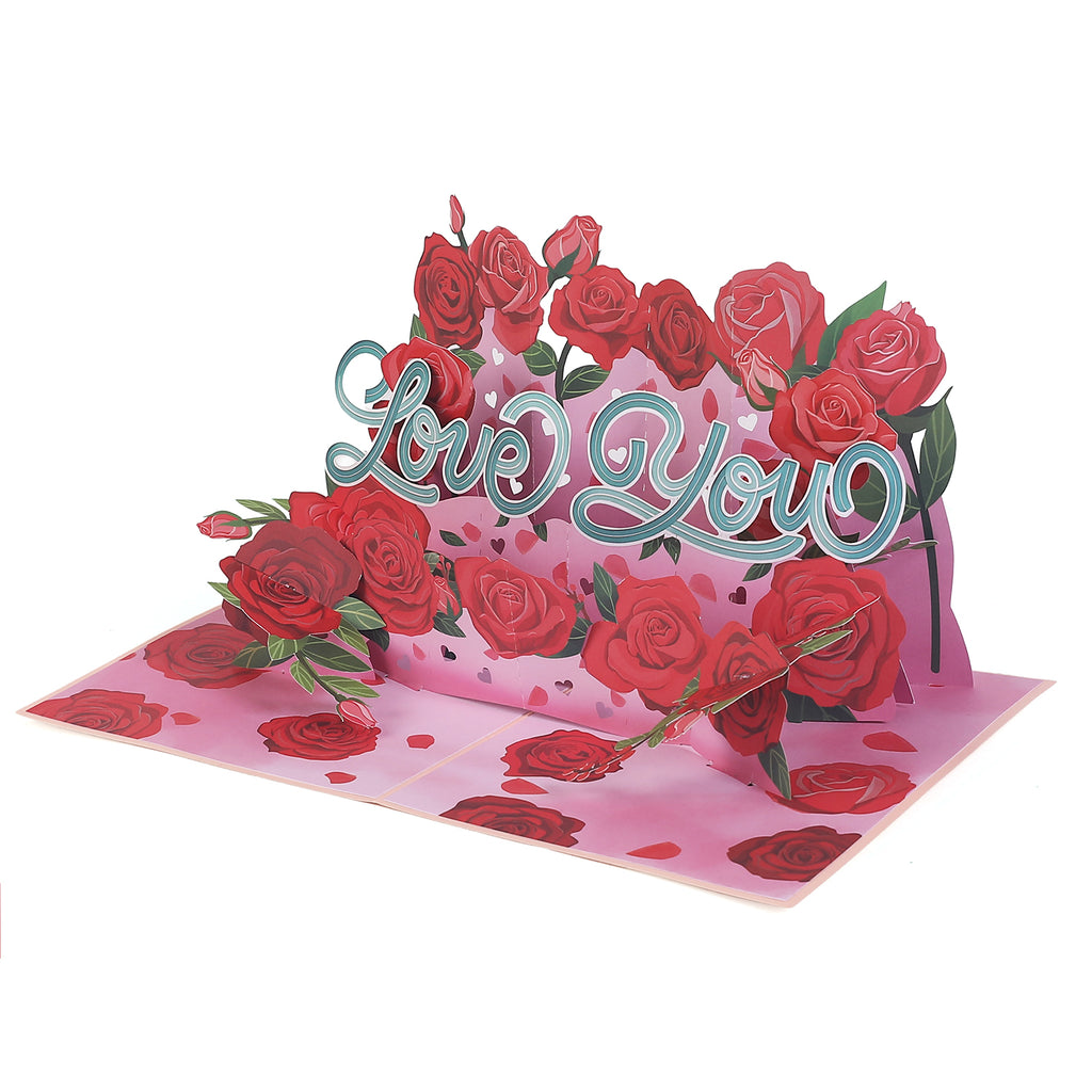Love You Red Roses Pop Up Card