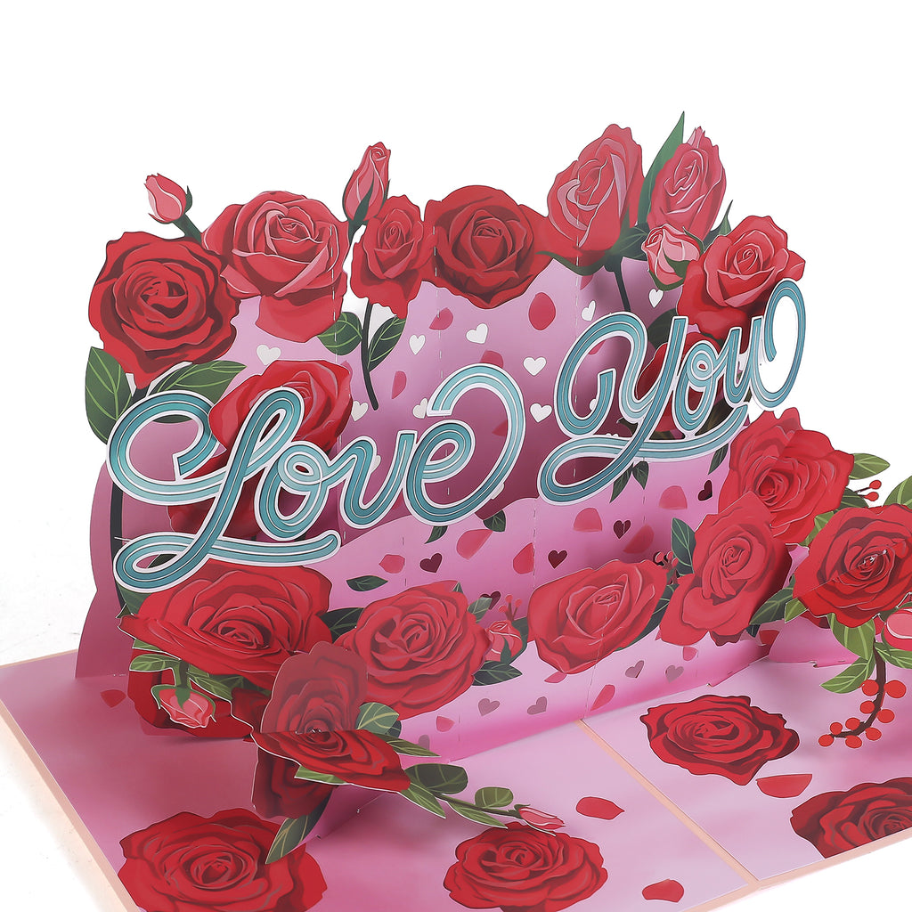 Love You Red Roses Pop Up Card