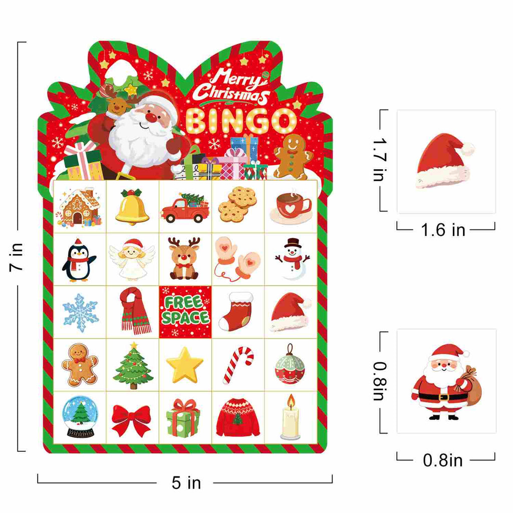 Christmas Santa Edition Bingo Game Cards Set