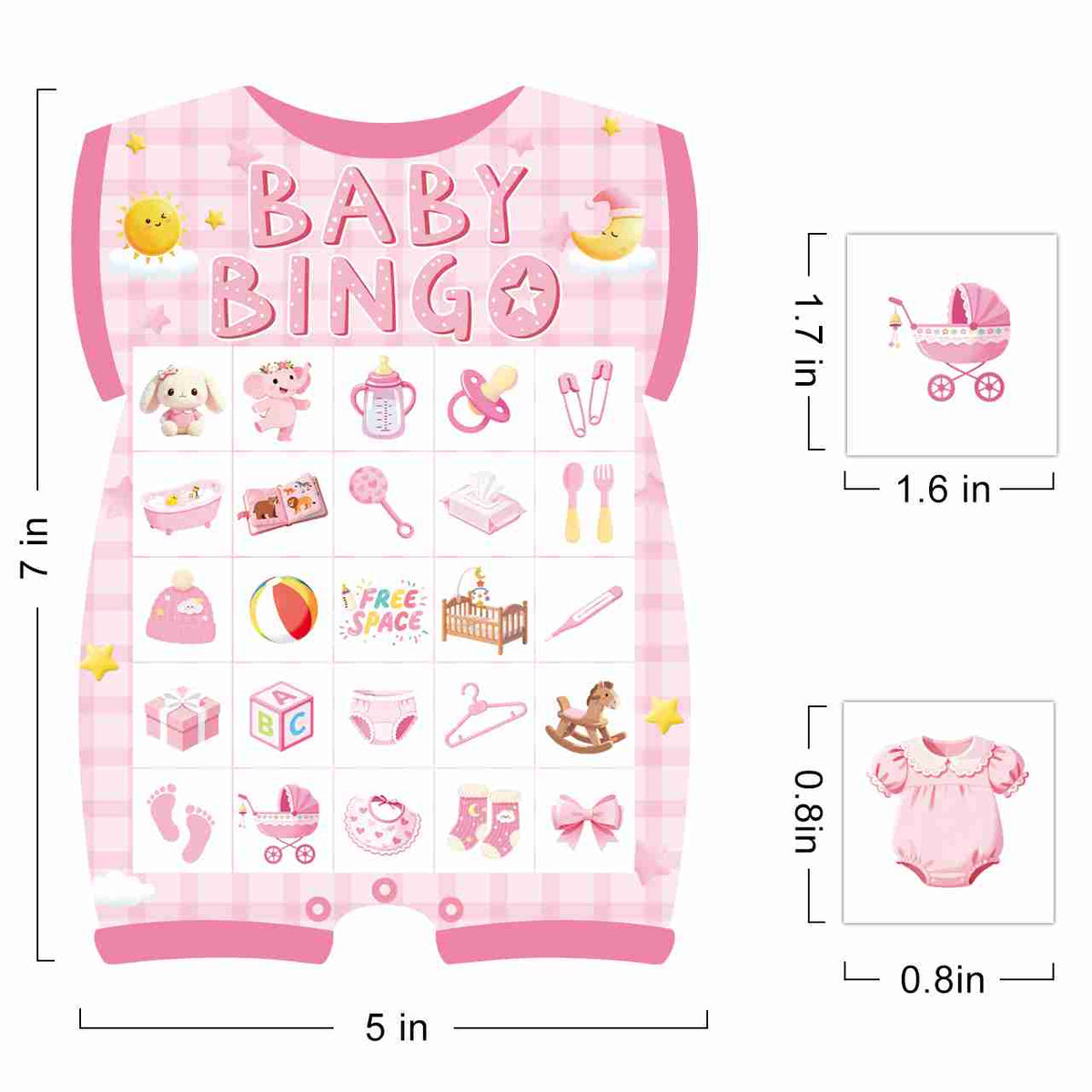 Baby Girl Shower Bingo Game Cards Set