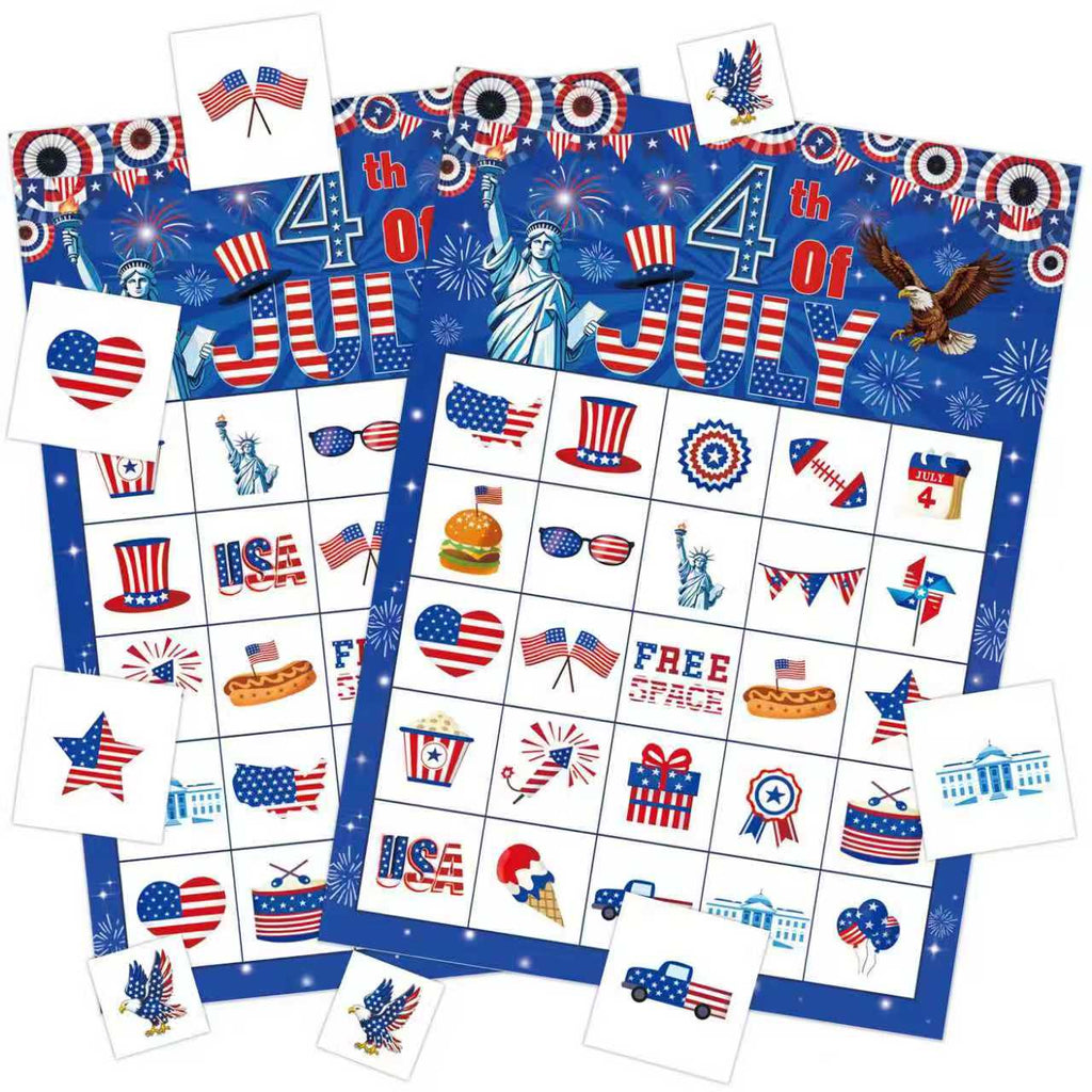 Independence Day Bingo Game Cards Set