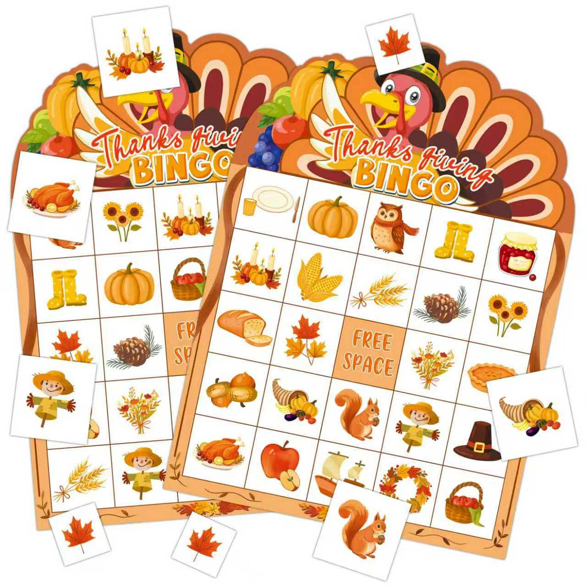 Thanksgiving Bingo Game Cards Set