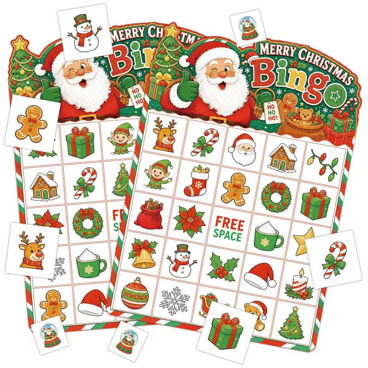 Christmas Snow Globe Bingo Game Cards Set