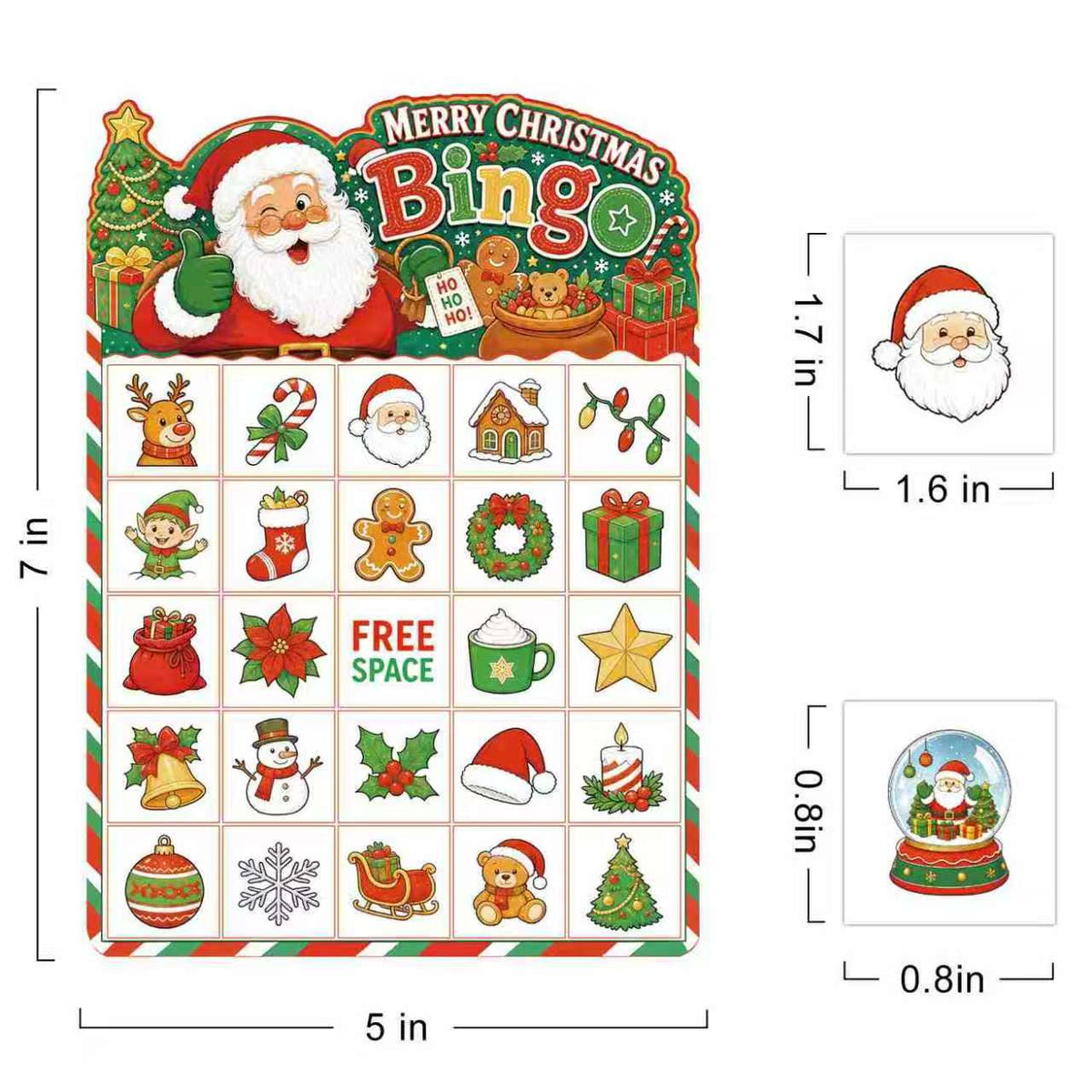Christmas Snow Globe Bingo Game Cards Set