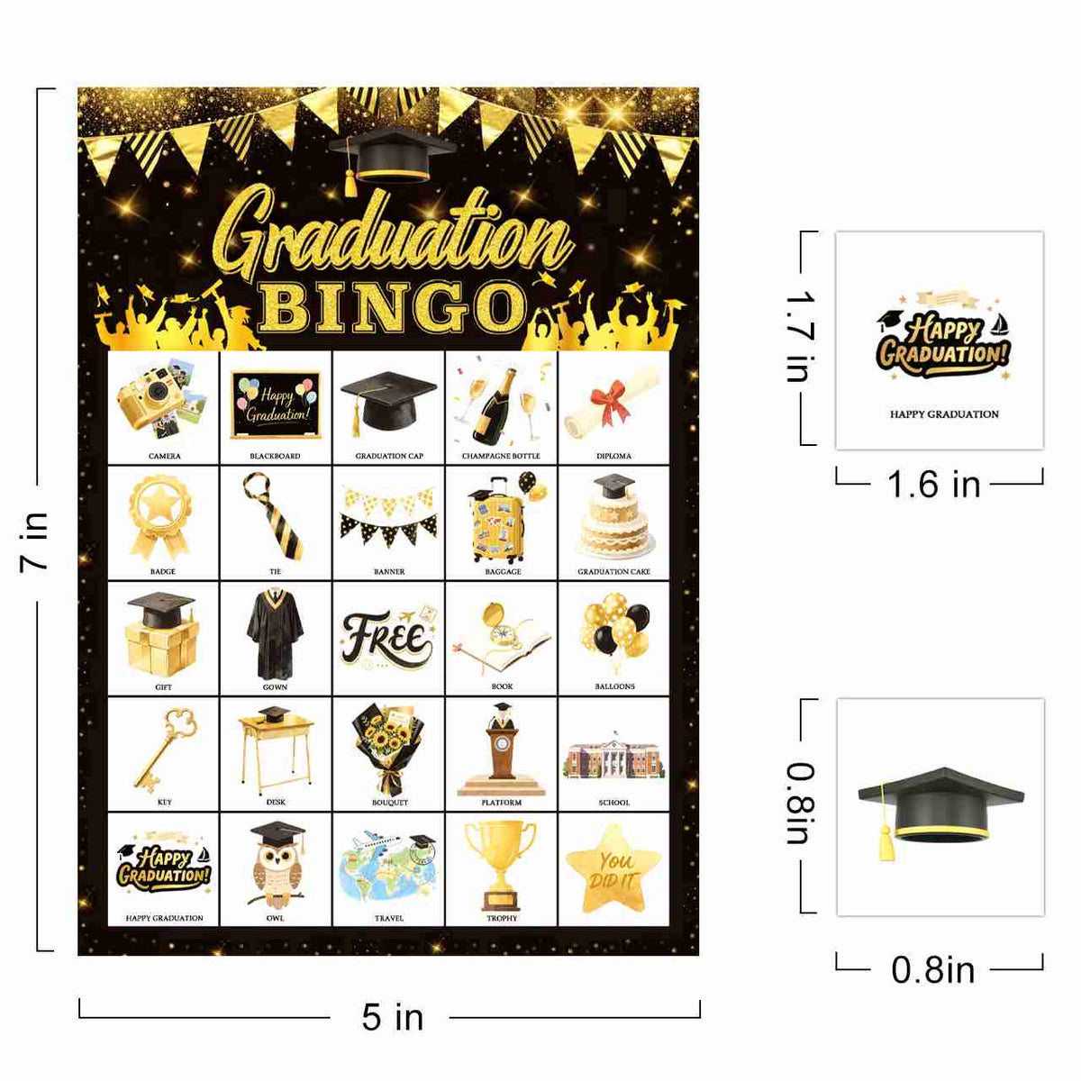 Graduation Bingo Game Card Set