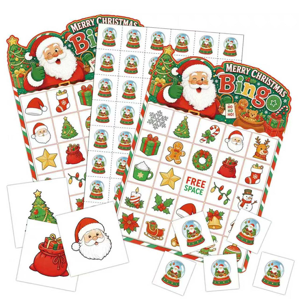 Christmas Snow Globe Bingo Game Cards Set
