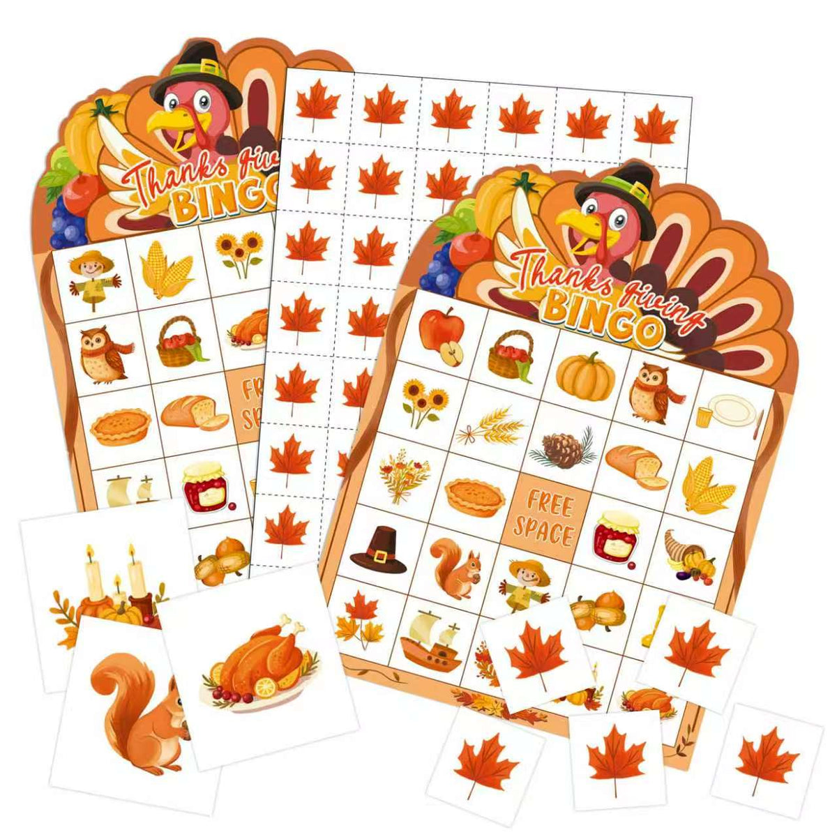 Thanksgiving Bingo Game Cards Set