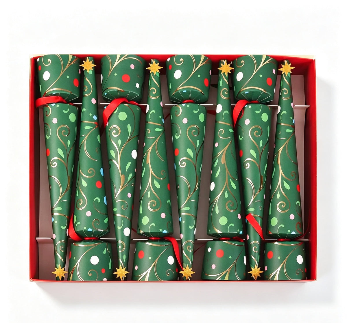Christmas Swirl & Dots Crackers – Set of 8
